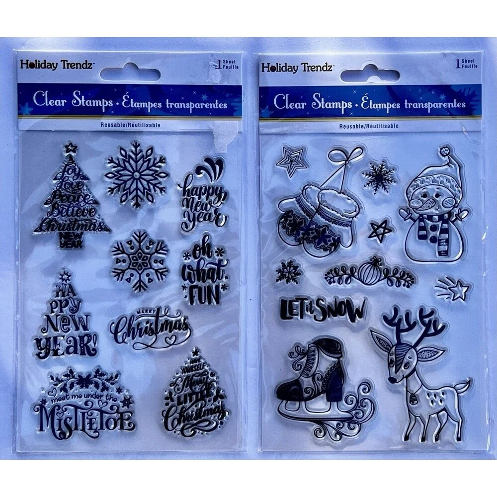 Holiday Trendz Christmas Clear Stamp Set Bundle Snowman Reindeer New Year Crafts